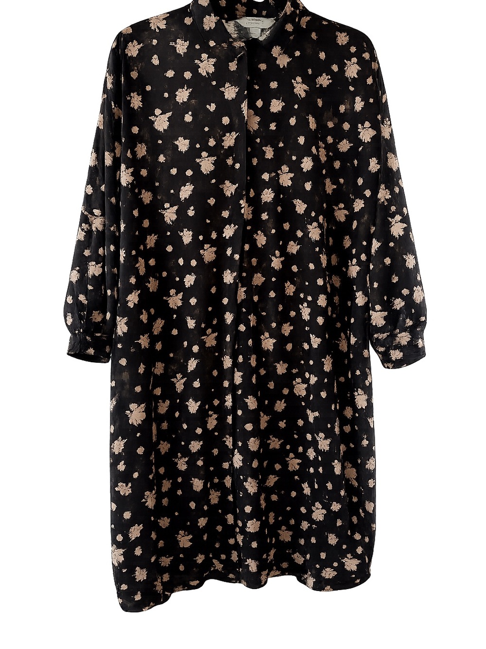 & Other Stories Black Floral Shirt Dress |US 10 Button Front | Pockets